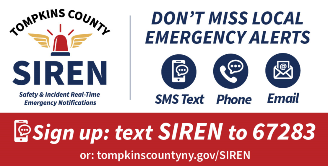 SIREN image with information to sign up for the alerts.