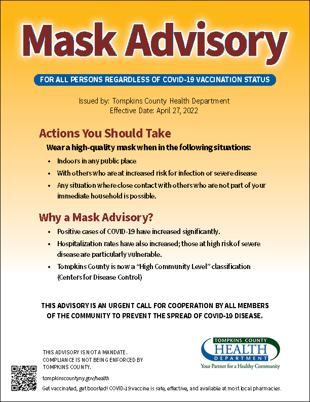Image of a sign: Mask Advisory