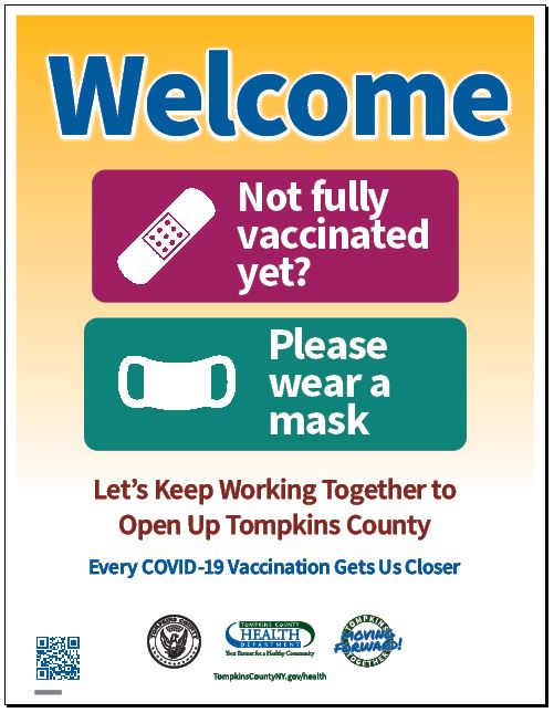 Not vaccinated yet? Please wear a mask sign -- image