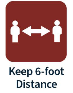 Icon for social distancing -- stay at least 6 feet apart