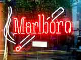 Neon for Marlboro lights up a retail window