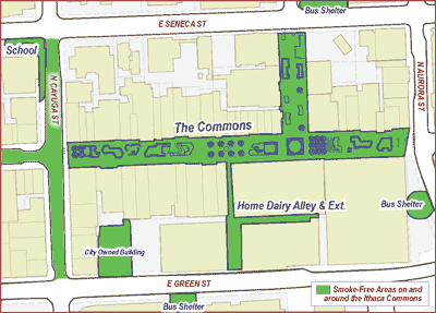 Smoke-free areas in Downtown Ithaca