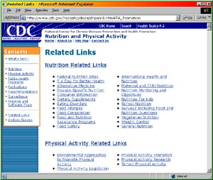 screen shot of CDC web site