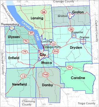汤普金斯县地方政府名录地图